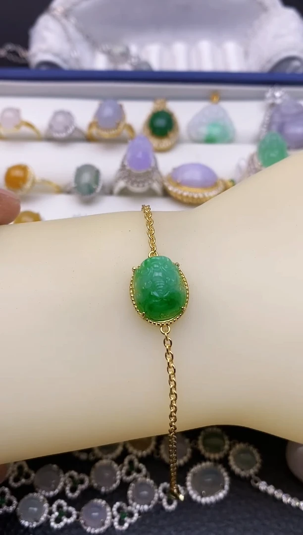 银S925镶嵌手链翡翠88888