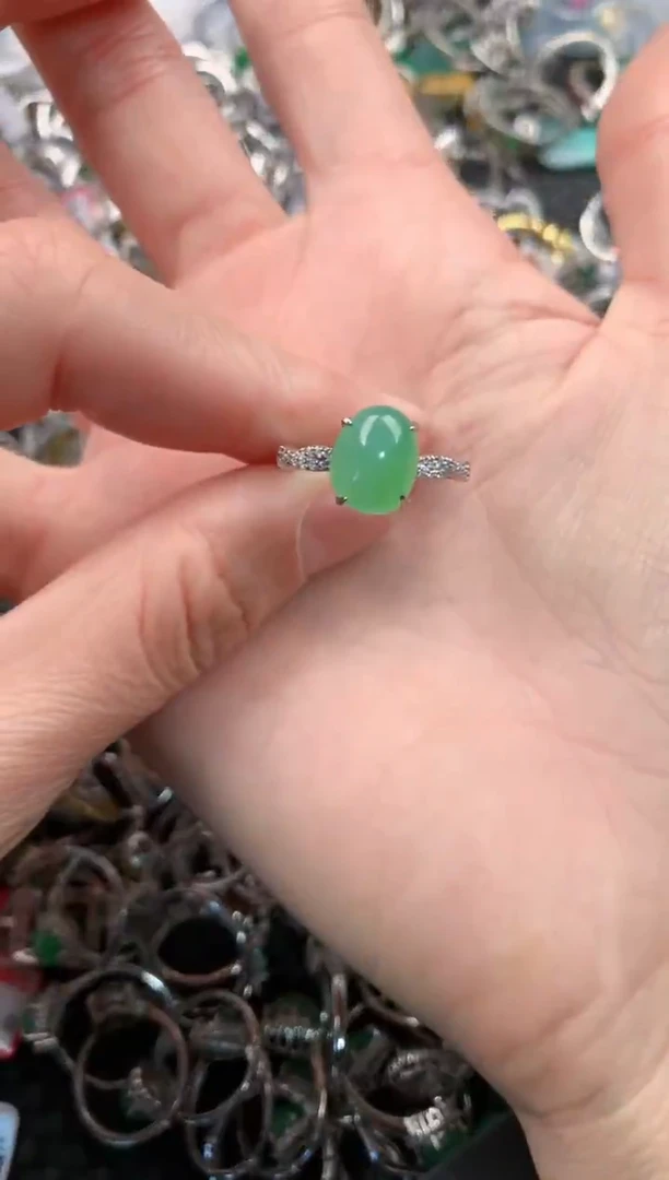银S925镶嵌戒指翡翠444   6