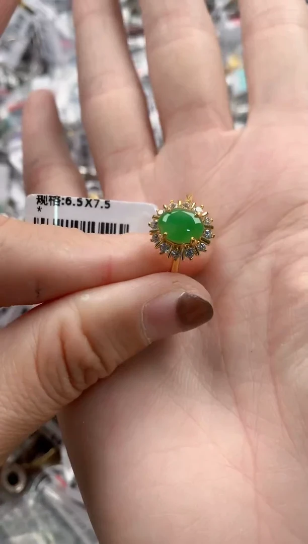 银S925镶嵌戒指翡翠4444---9