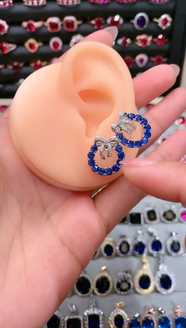 【闪购商品】蓝宝石耳饰银S925镶嵌1