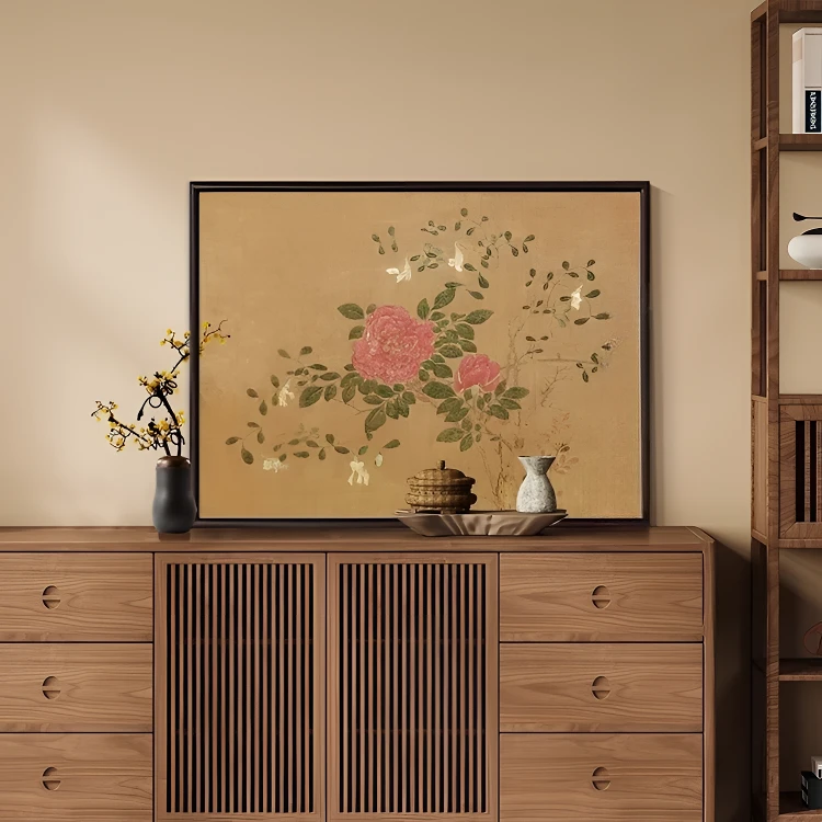 宋代美学花卉挂画餐厅客厅装饰画茶室禅意摆画新中式卧室床头壁画