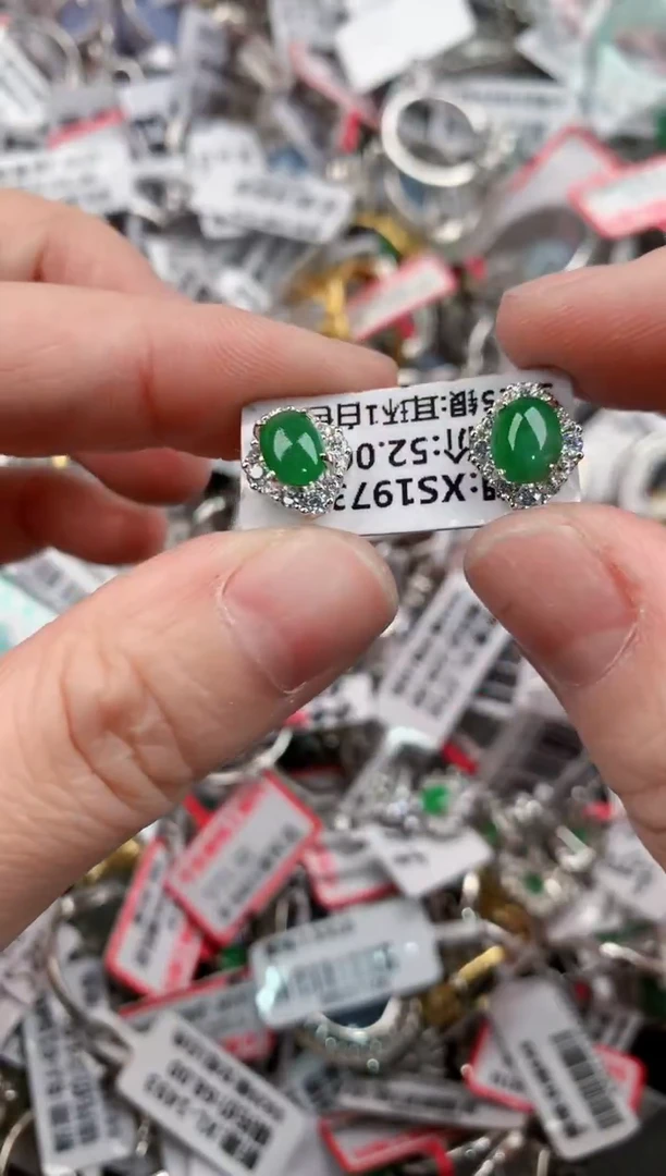 银S925镶嵌戒指翡翠18          8