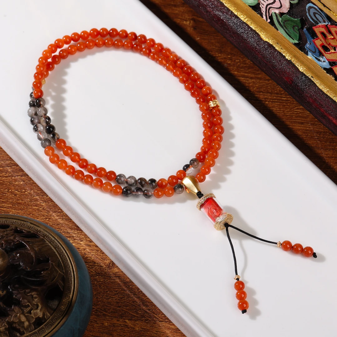 【诗语】【安岁斗珠】红兔毛DIY项链多样性发一 T2-307