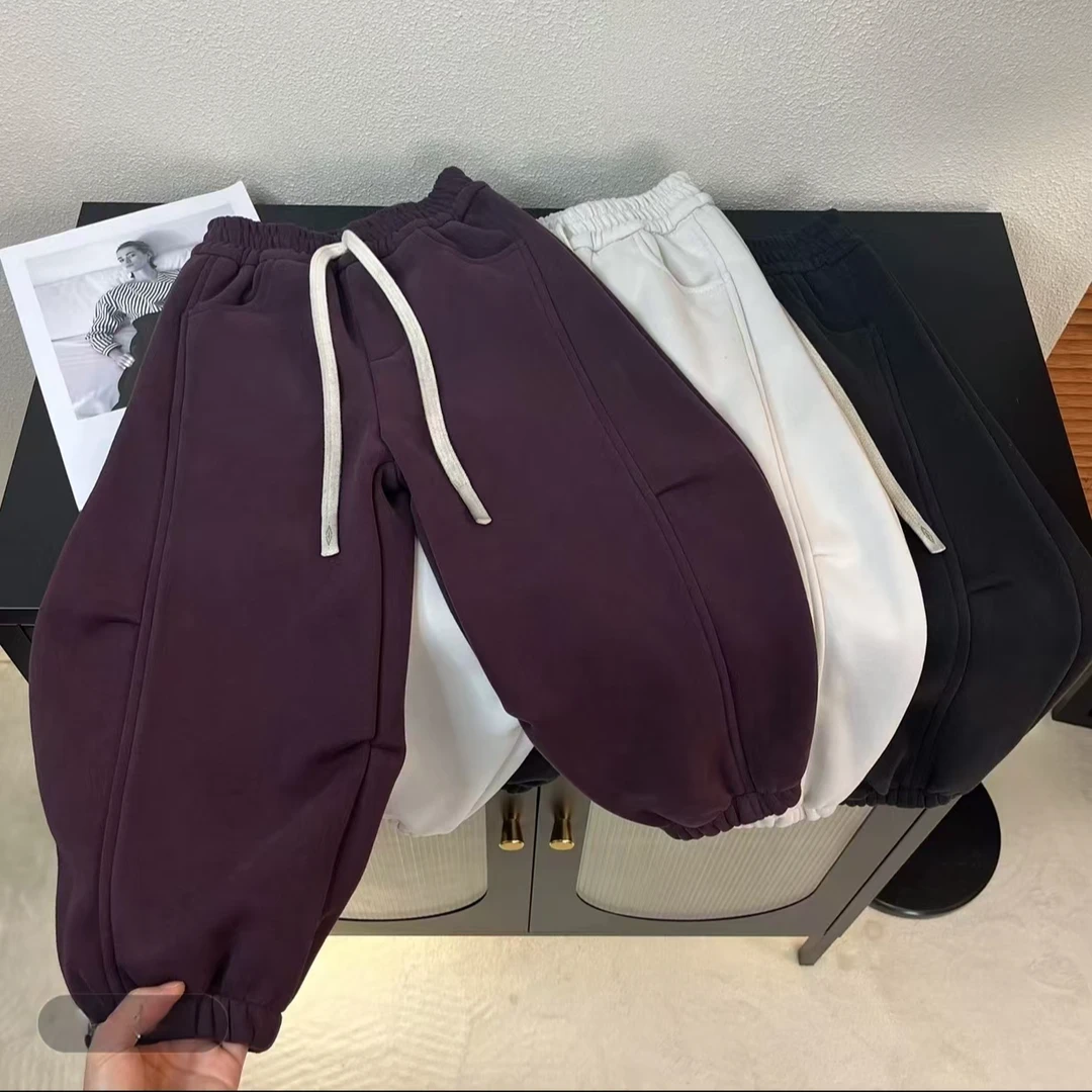 冬季男女童儿童休闲裤时尚百搭加绒抽绳韩版宽松潮流大童糕糕绒