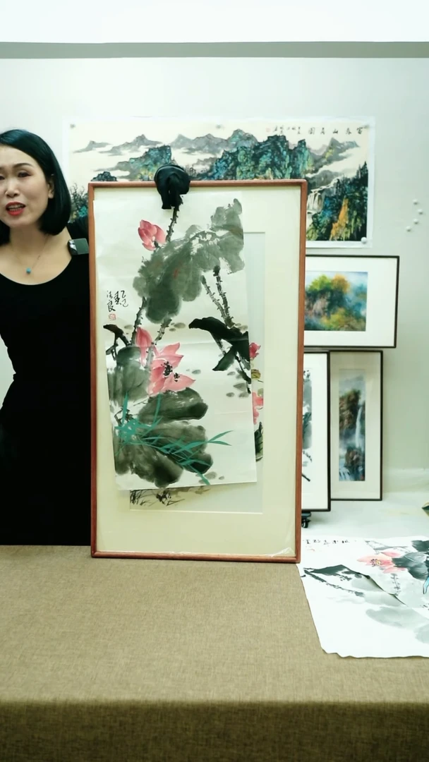 92*52李法良手绘花鸟带框