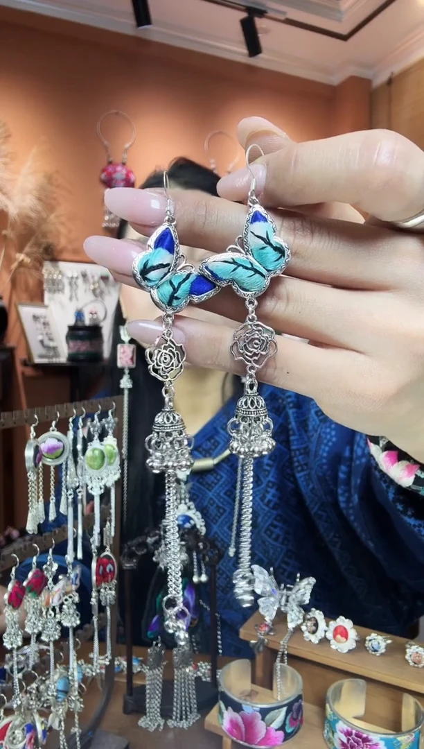 【闪购商品】刺绣传统非遗民族凤手工刺绣饰品耳环