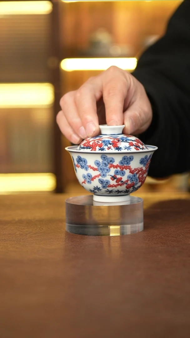 景德镇手工手绘茶器  釉里红松竹梅lq