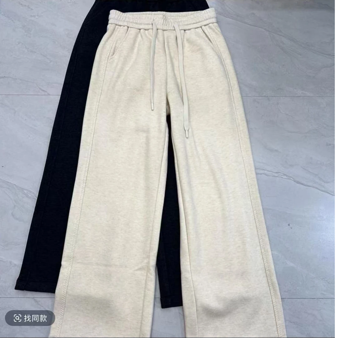 1016加绒加厚蚕丝 羊 绒窄版阔腿休闲裤