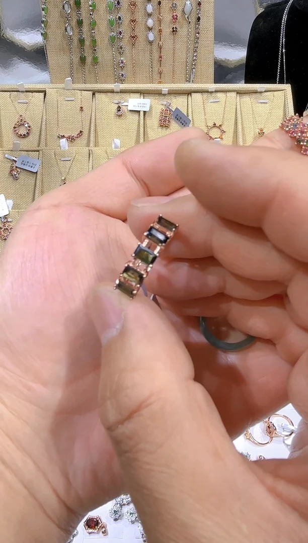 【闪购商品】碧玺戒指银S925镶嵌碧玺戒指