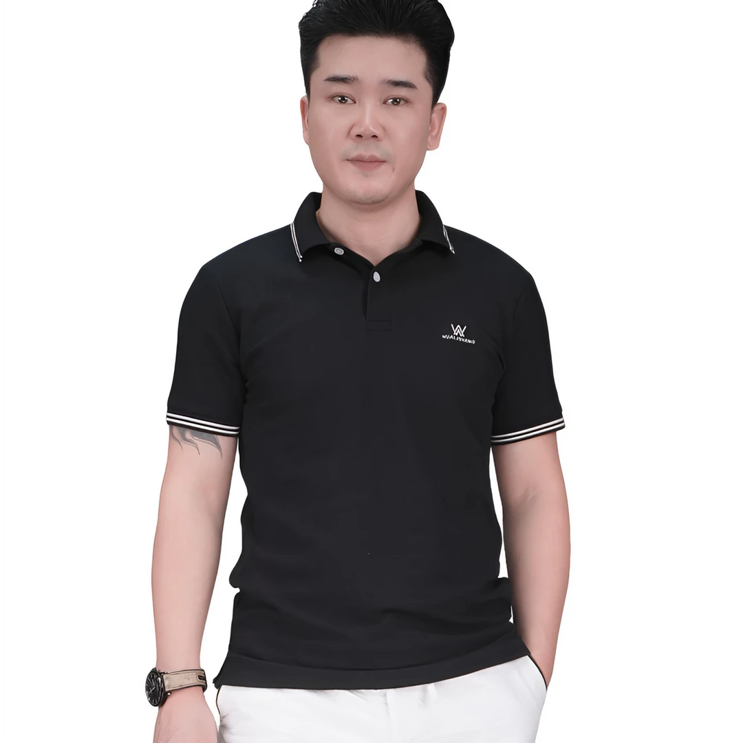 华力盛速干翻领logo男士商务休闲短袖polo黑色运动网红款男装夏季