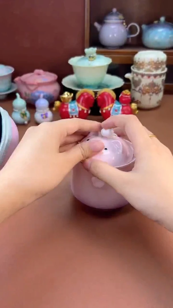拾椿山 | 精美陶瓷茶具/茶器/茶道配件 手捏花 猫咪快客
