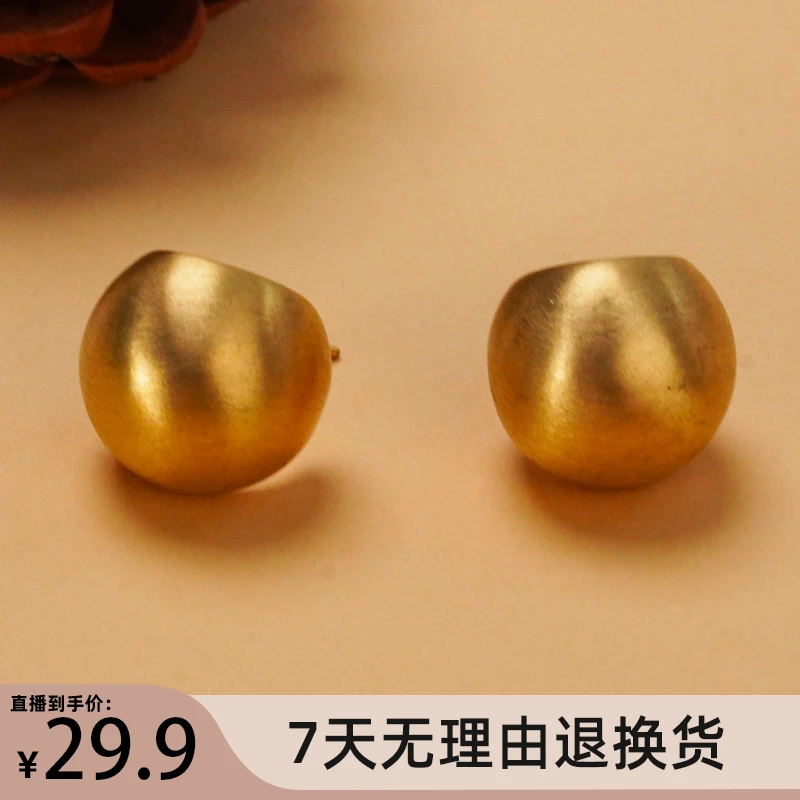 铜合金耳饰 【达人专属】经典气质轻奢简约百搭金属耳环时尚磨砂YW