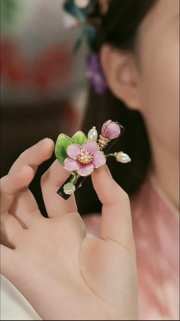 刺绣湘传礼纯手工发夹