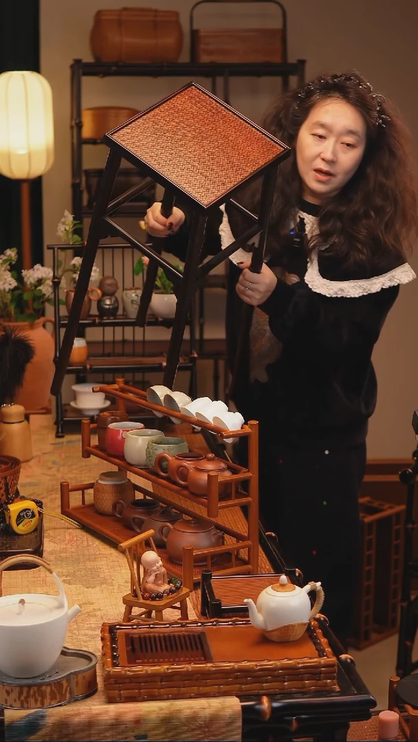 琴音 香几（金竹+竹编）