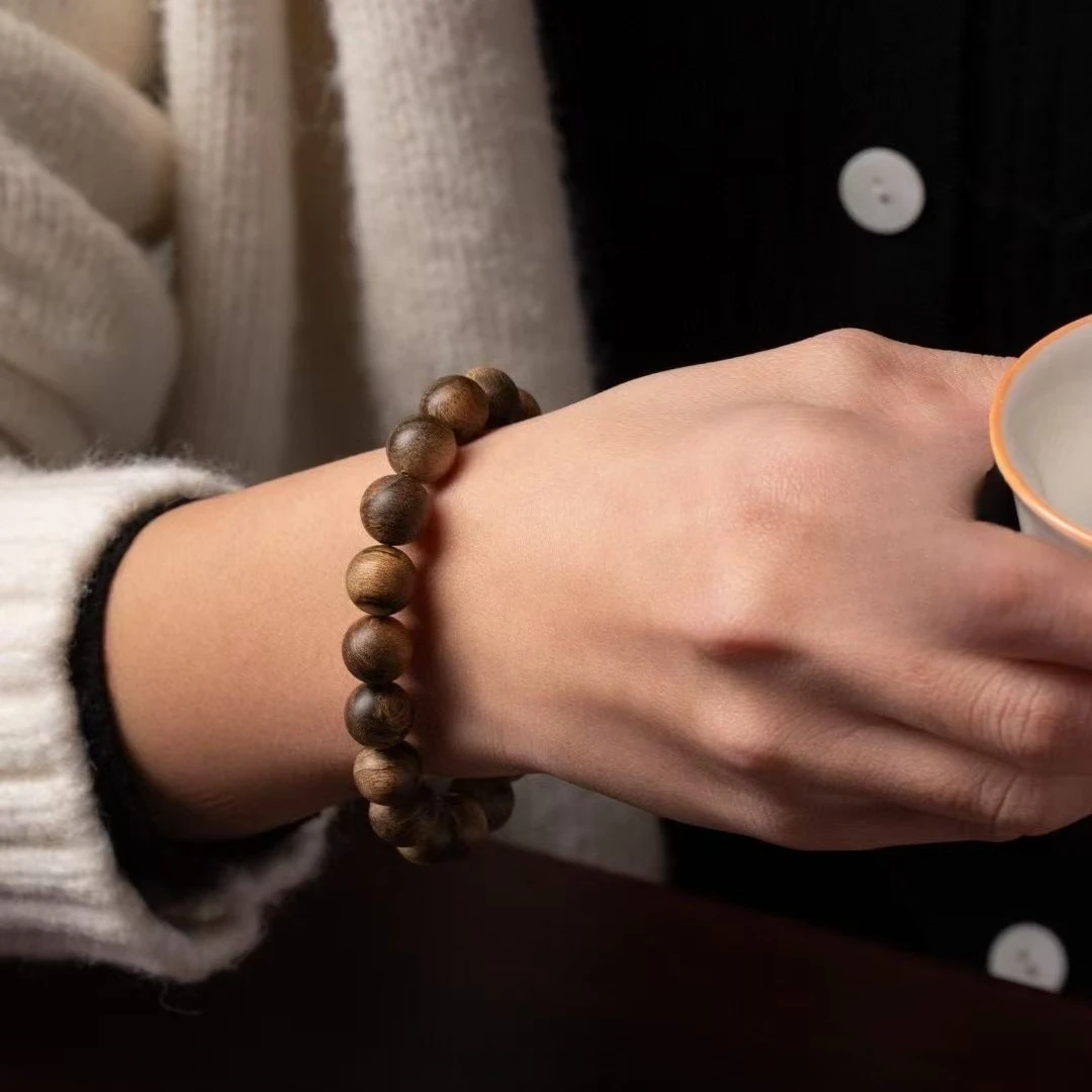 野生芽庄特殊招C雷料白棋沉水1.0单圈沉香木（纹理随型发其一）