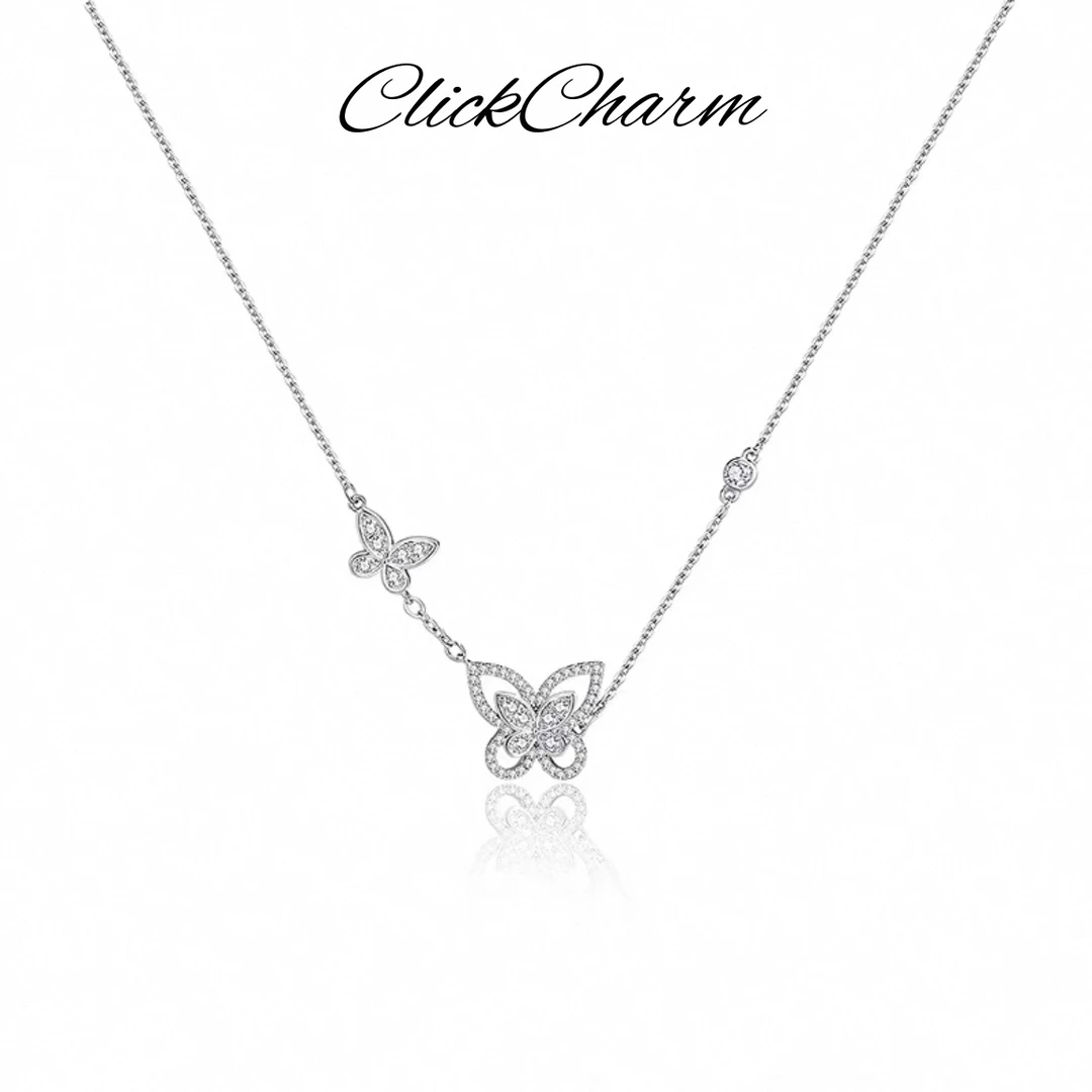 链子925银  「银翼翩跹」925银G家幻影蝴蝶轻奢时尚气质项链锁骨链
