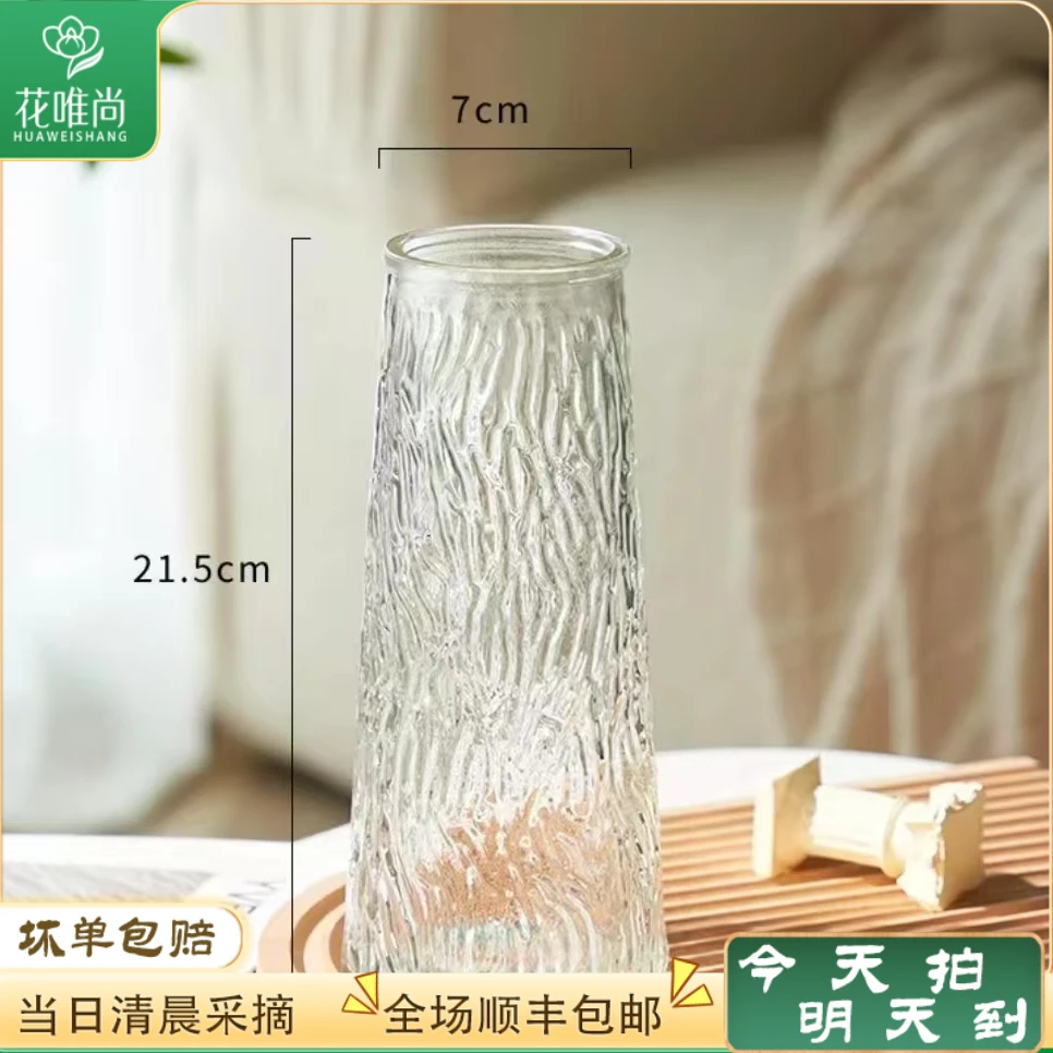 【花瓶玻璃ins风轻奢高级感透明水养宿舍简约鲜花客厅插花摆件】高21.5CM 宽7CM 满三单顺丰包邮