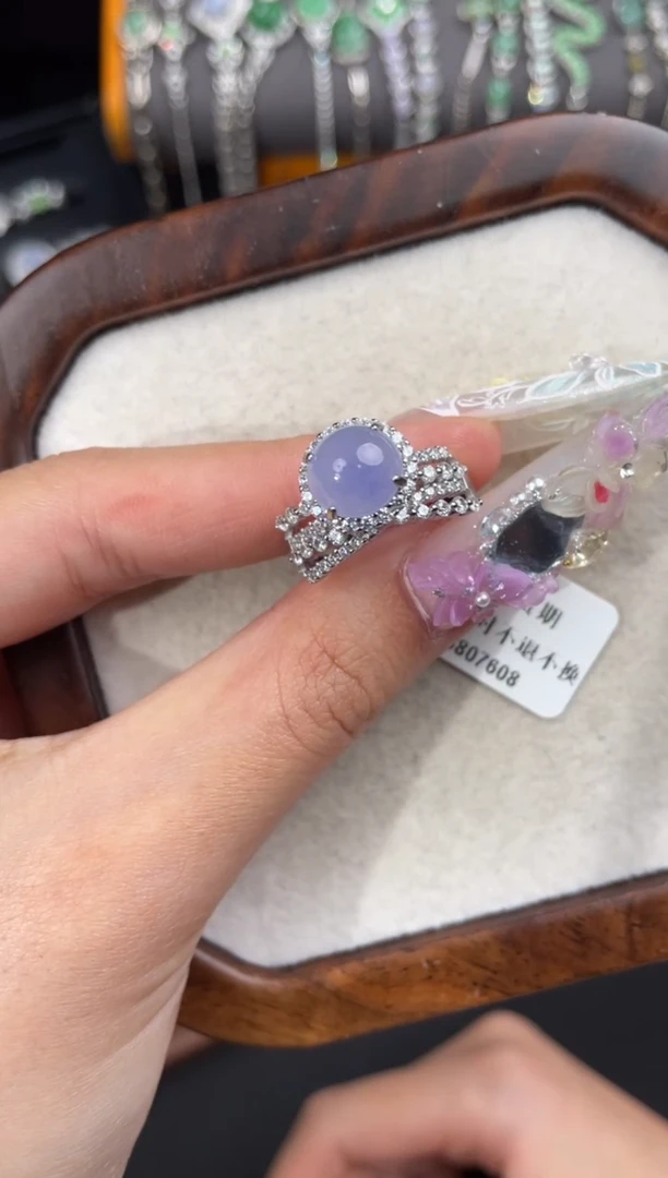 翡翠戒指银S925镶嵌戒指