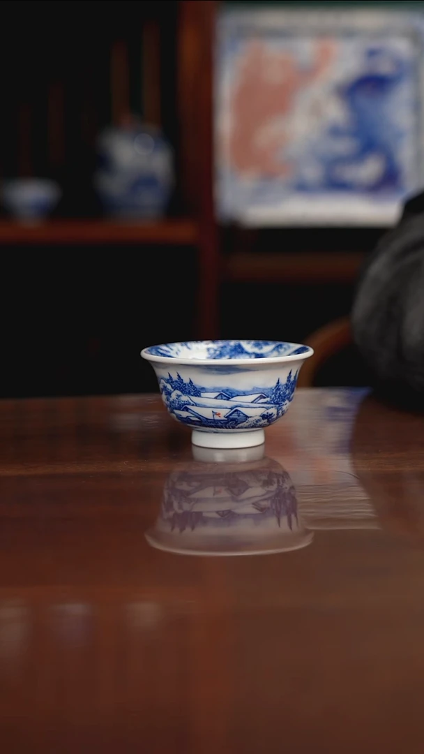 晓月窑青花雪景普洱杯