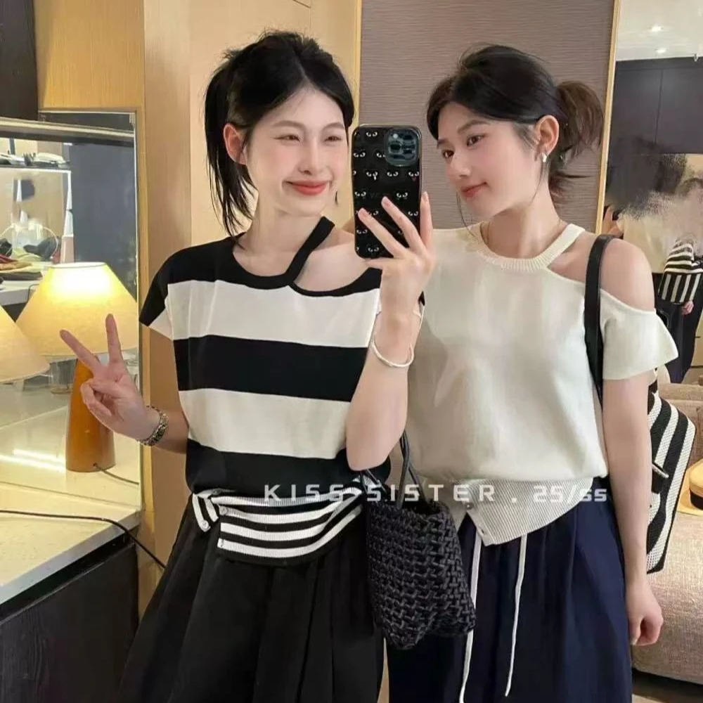D003女装夏季针织条纹短袖88519