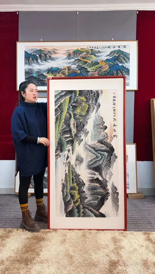 国画手绘山水163*83尺寸