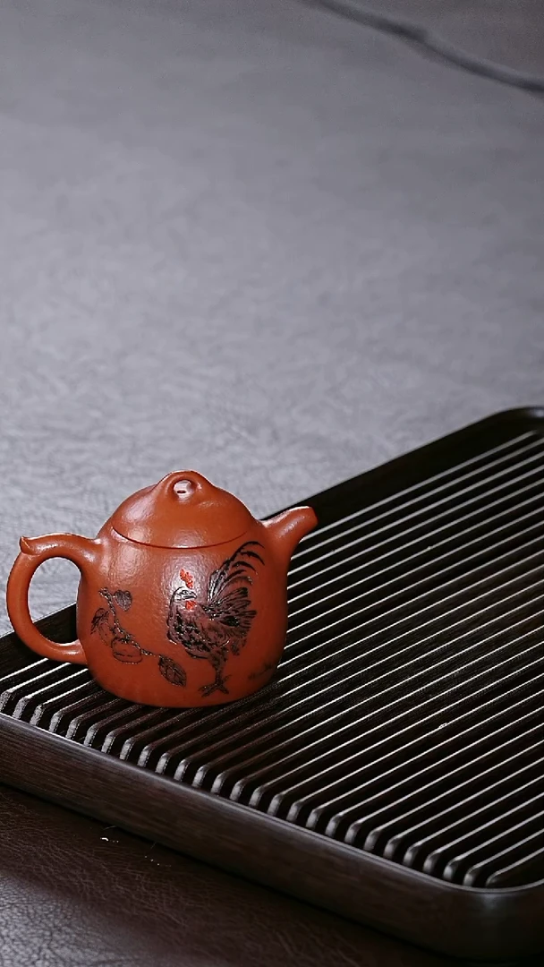 茶杯紫砂朱泥大红袍 田玲 大吉大利