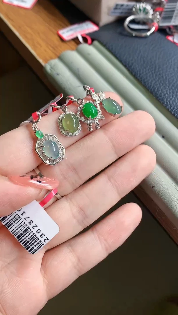 银S925镶嵌戒指翡翠天然A货缅甸翡翠