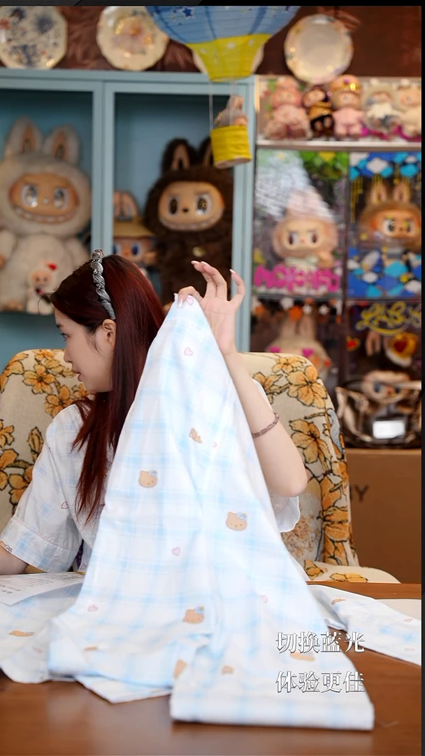 -tbh野兽派同款KT蓝格天丝棉长袖长裤套装S-140斤