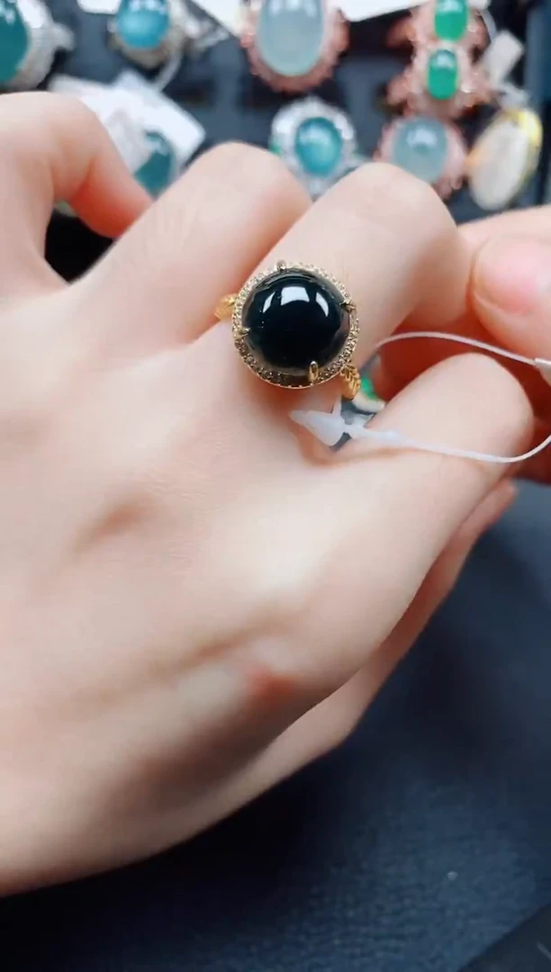 银S925镶嵌戒指翡翠翡翠