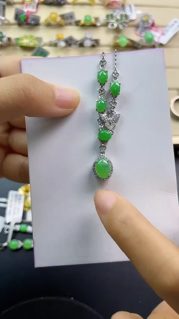 银S925镶嵌戒指翡翠翡翠 蛋面 银S925镶嵌