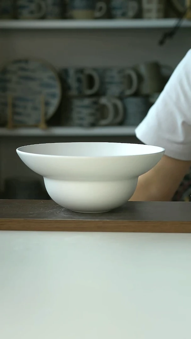 微瑕极简白葫芦汤碗19cm@4-2@