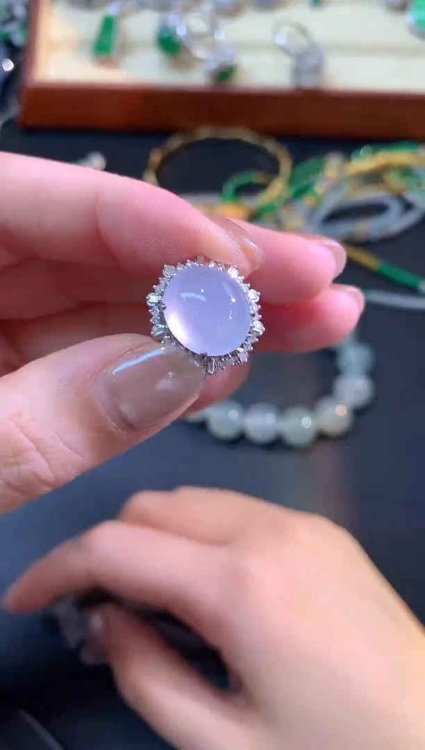 18K金镶嵌戒指翡翠戒指|9800+490