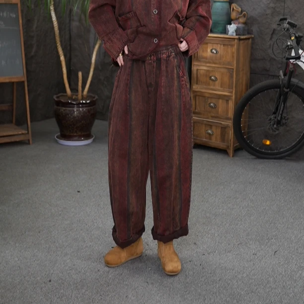 【炒色厚裤子】qq松紧腰秋季厚款保暖休闲裤女