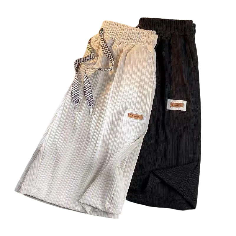 欧迪鸟百搭休闲男夏季薄款运动过膝六分裤子宽松抽绳冰丝睡裤潮流