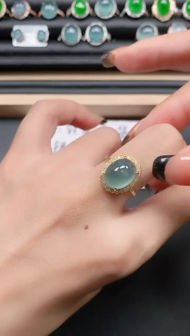 翡翠戒指银S925镶嵌1111