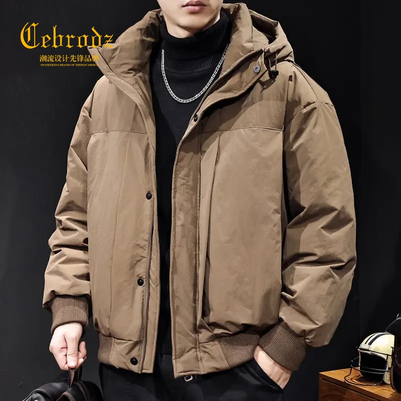 法国Cebrodz2025新款工装连帽羽绒服男加厚保暖休闲外套冬季新款