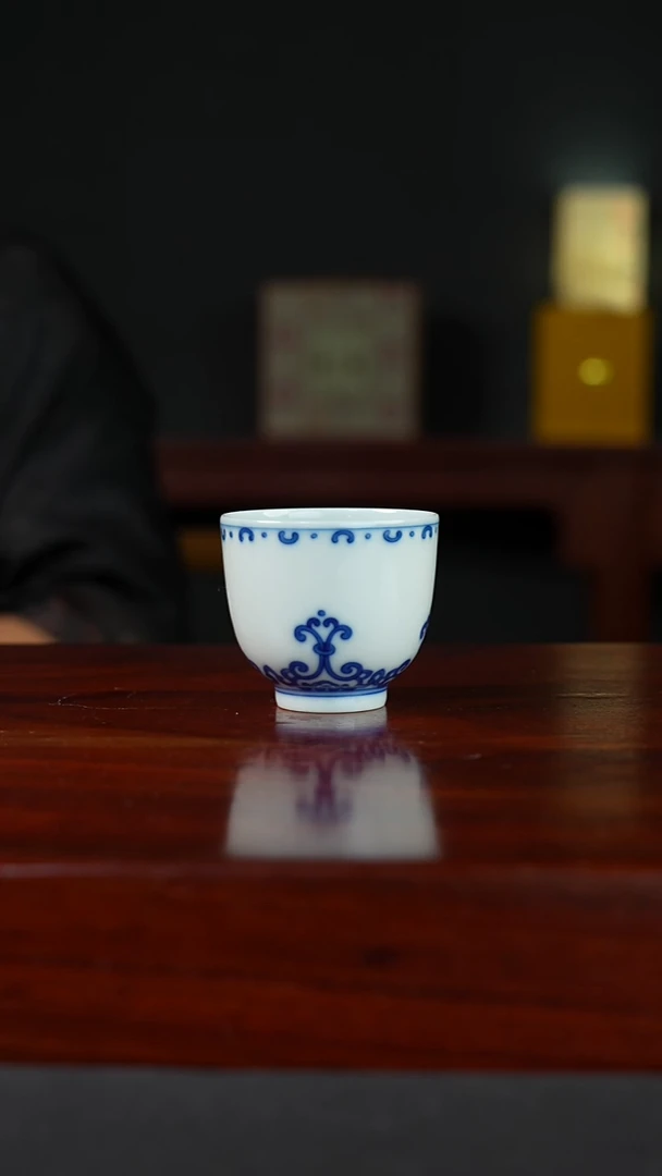 祖传窑真柴窑传承400年忍冬纹单杯