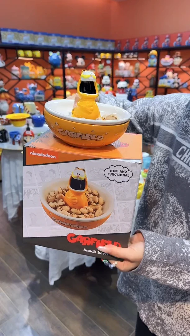 瓷片@@加菲猫陶瓷瓜子盘