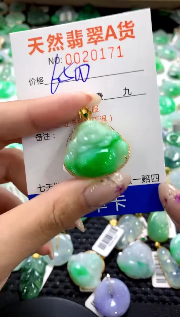翡翠18K金镶嵌颈饰1