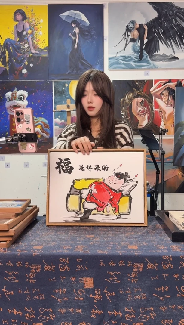 丙烯画查*拉钟馗丙烯画x