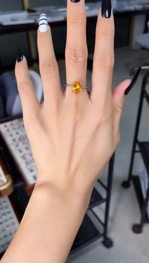 银S925镶嵌戒指黄晶0000