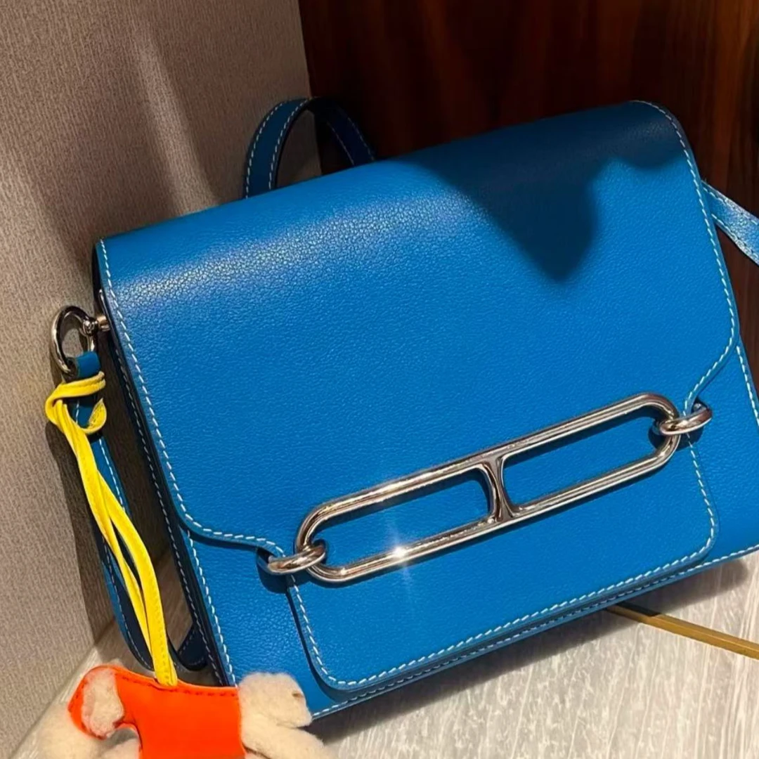 99新 Hermes/爱马仕 猪鼻子23坦桑尼亚蓝金扣X单肩包8778003