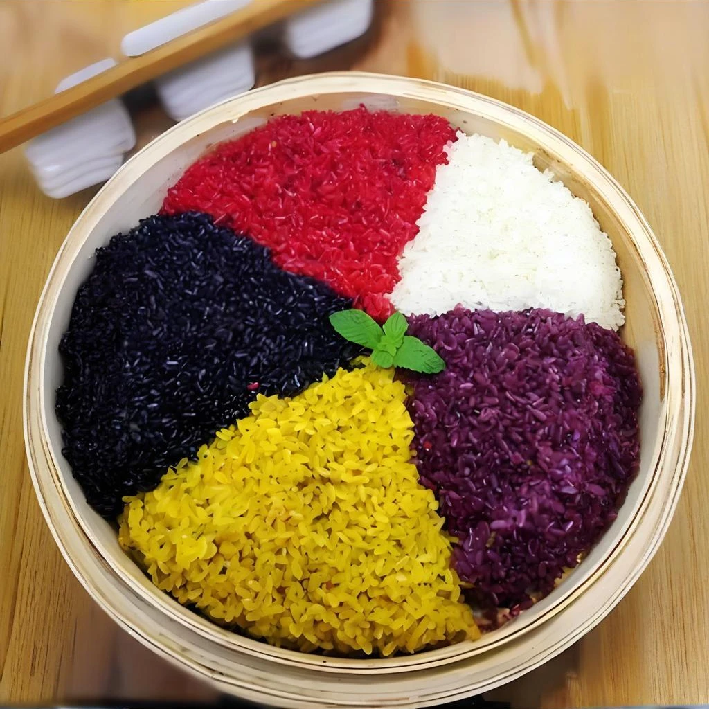 贵州布依族民族特色美食天然植物染色五色花糯米饭400/袋