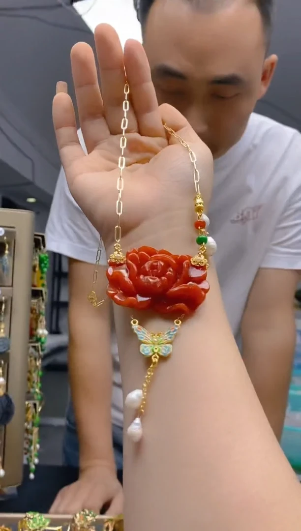 【闪购商品】翡翠耳饰合金222翡翠锁骨链