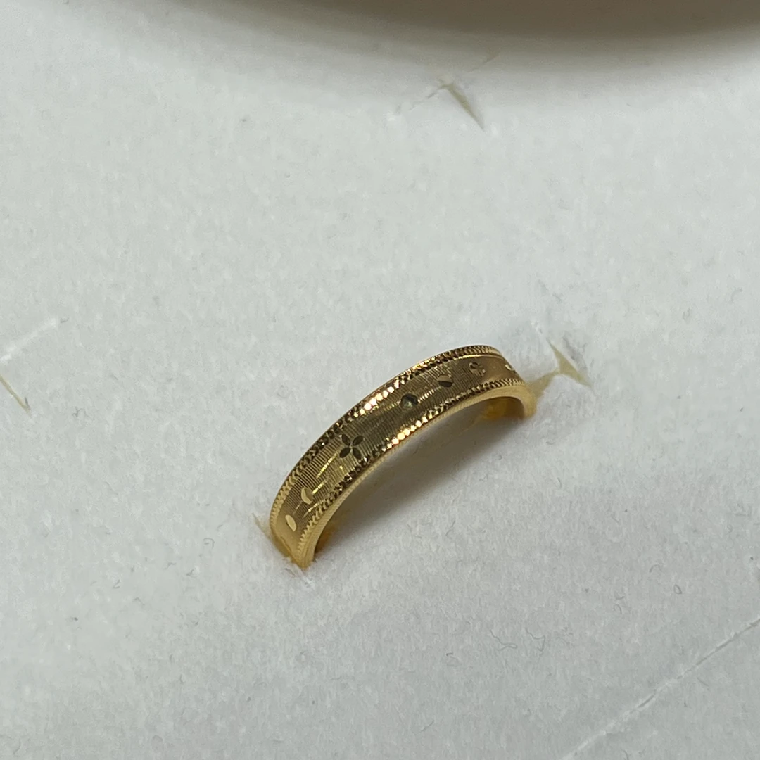 【小馨专享】足金999精致四叶草猫眼戒指2.57g 12号圈口