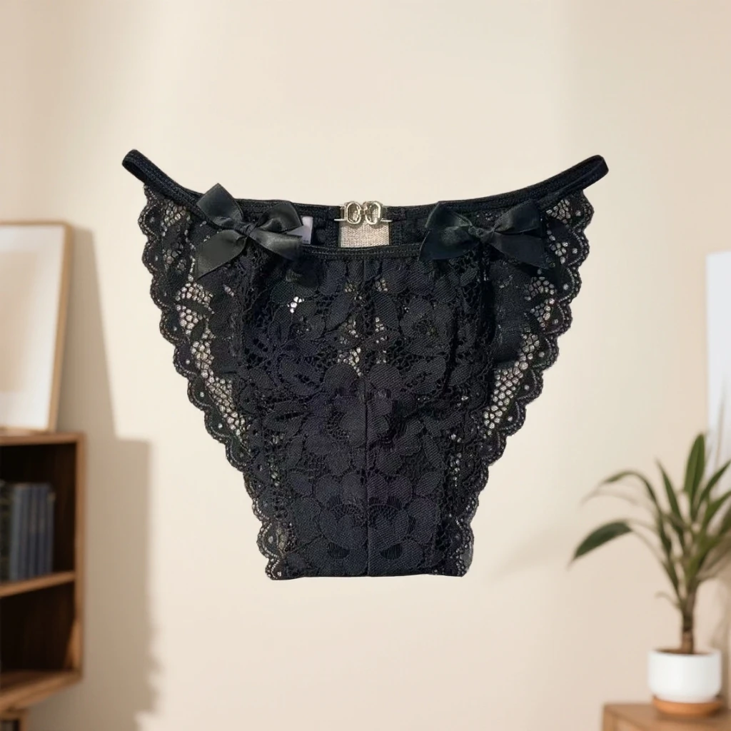 【露惑】速干火辣女三角内裤女士夏季低腰性感镂空黑色三角裤