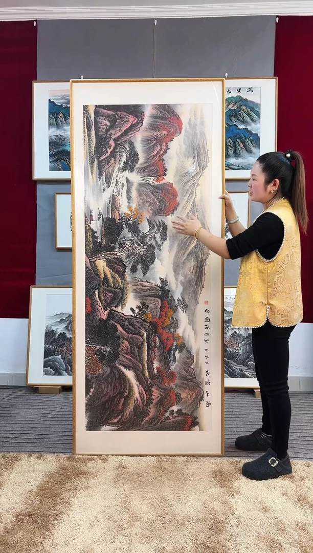 国画手绘山水202*82尺寸