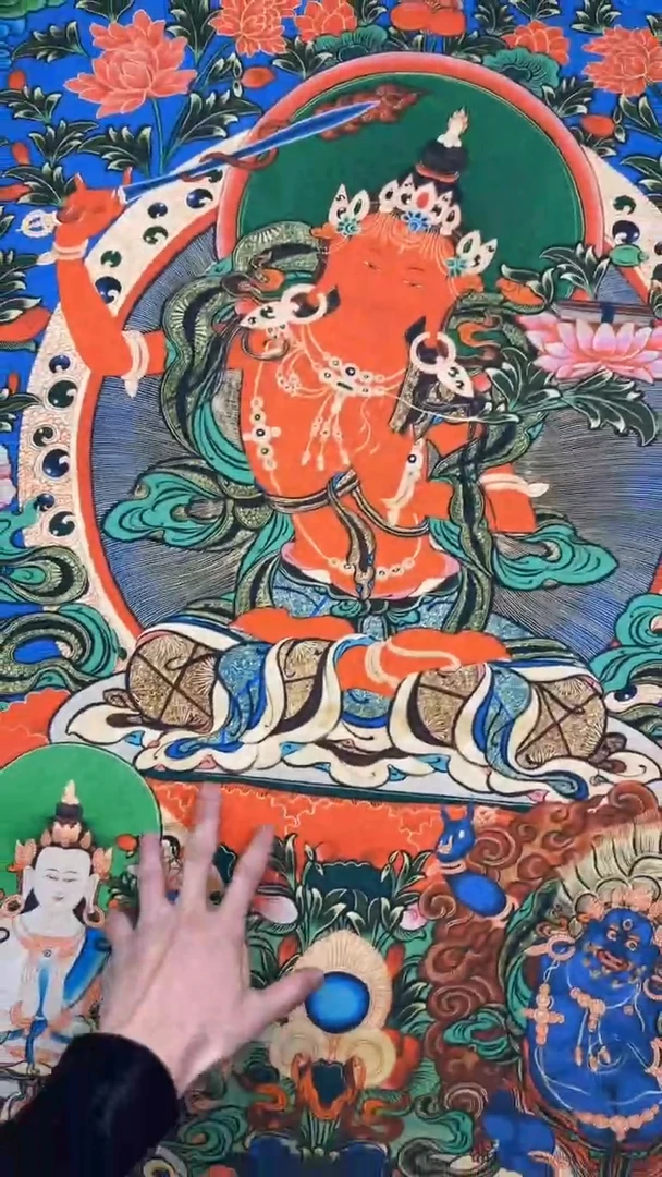 装裱画精美唐卡画作大尺寸红文殊菩萨