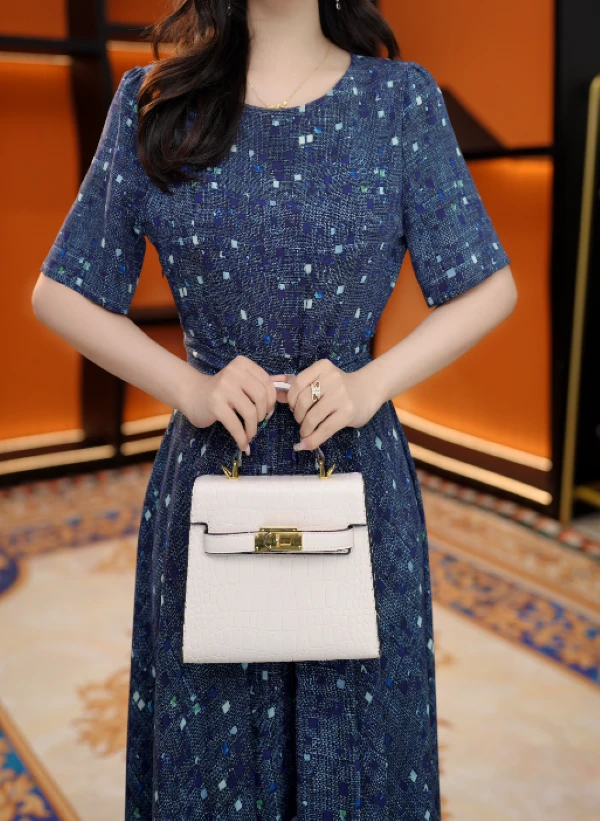 【送腰带】LYQ25550时尚高档连衣裙2025夏季宽松腰显瘦大摆长裙