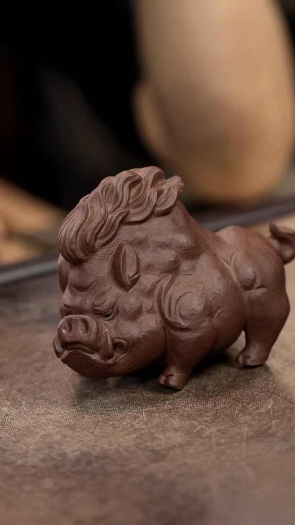 野猪茶宠摆件雕塑